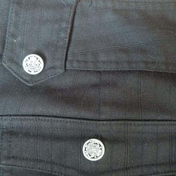 Black Bermuda Length Shorts with Button Details - Picture 3 of 5